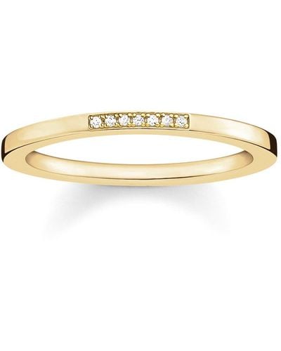 Thomas Sabo Ring 925 Sterling Silber 750 gelbgold vergoldet Diamant Pavè weiß Gr. 52 - Mettallic
