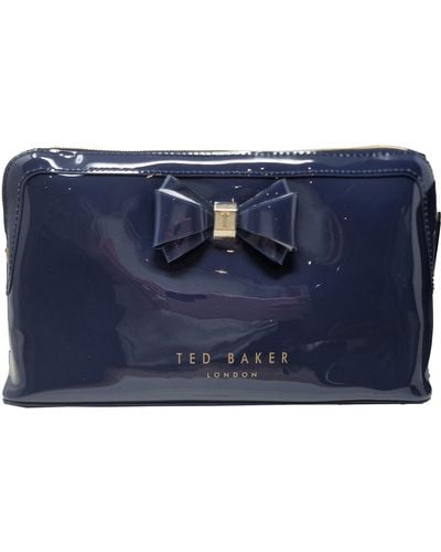 Ted Baker S Curved Bow Large Wash Bag Cosmetics Bag Abbie Navy - Blue