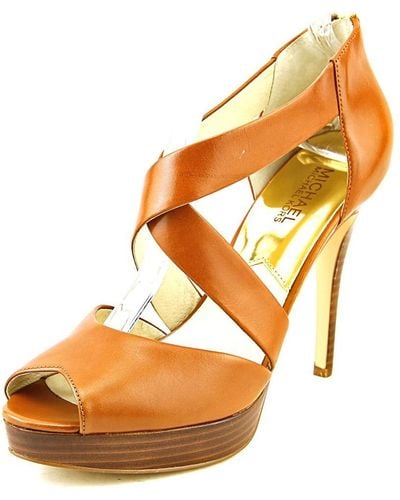 Michael Kors Ariel Platform Dress Sandals Luggage 10m - Arancione