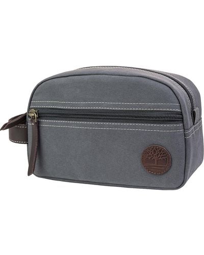Timberland New Genuine Mens Canvas Toiletry Wash Gym Bag Travel Flight Kit Case - Charcoal - Grey