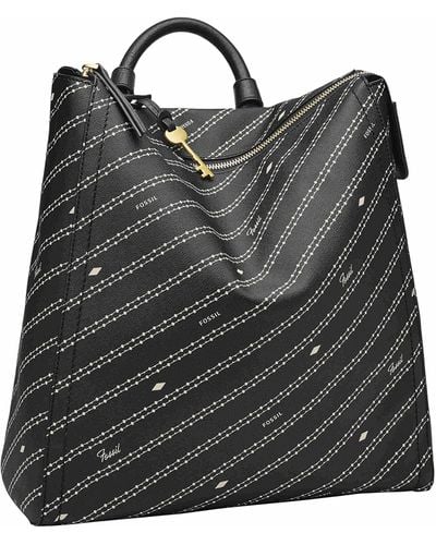 Fossil Parker Leder Mini Rucksack Geldbörse Handtasche für Frauen - Schwarz