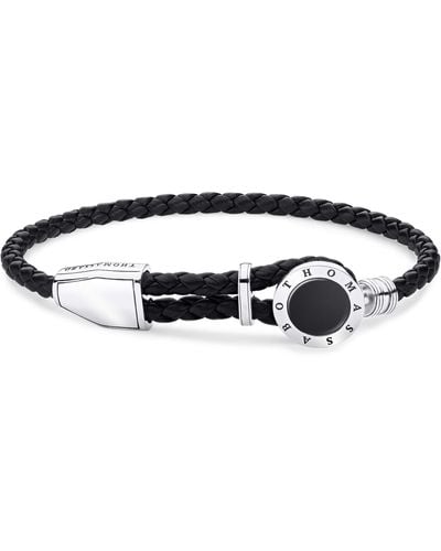 Thomas Sabo Bracelet Black Leather 925 Sterling Silver A1864-982-11-l25v