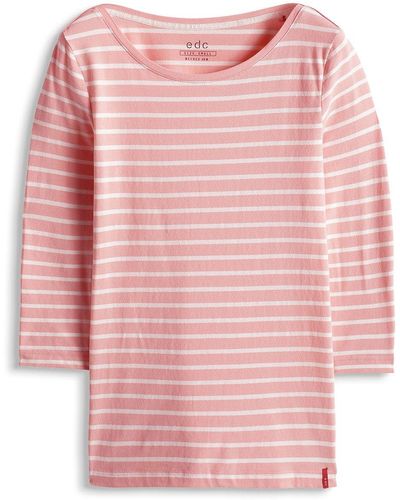 Esprit Edc By Shirt Met Lange Mouwen Wrap Boat Neck - Roze