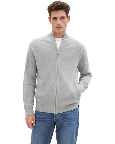 Tom Tailor Strickjacke mit Stehkragen - Grau