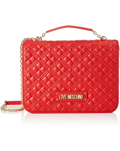 Love Moschino Precollezione Ss21 Schultertasche groß aus PU-Kunststoff New Shiny Quilted - Rot