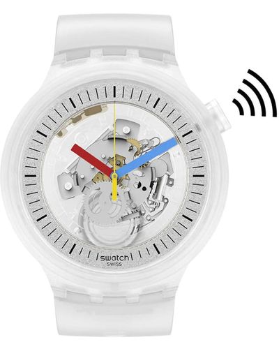 Swatch Uhr,CLEARLY PAY SB01K102-5300 - Weiß
