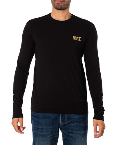 Emporio Armani EA7 Long Sleeve T-Shirt Black/Gold 2XL - Schwarz