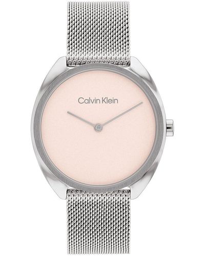 Calvin Klein Reloj Analógico de Cuarzo para mujer con Correa en Acero Inoxidable plateada - 25200269 - Blanco