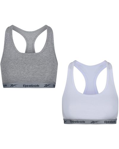 Reebok , Stretch Cropped Sports Top With Racer Back, Multi Pack Of 2 T-shirt, White/grey Marl, S