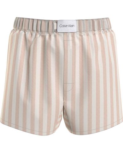 Calvin Klein Pantalone Pigiama Donna Boxer Slim Corto - Bianco