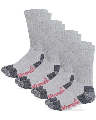 Wrangler Mens Steel Toe Boot Work Crew Cotton Cushion Socks - Gray