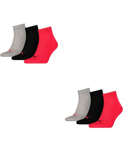 PUMA Quarters Socken Sportsocken 6 Paar - Rot