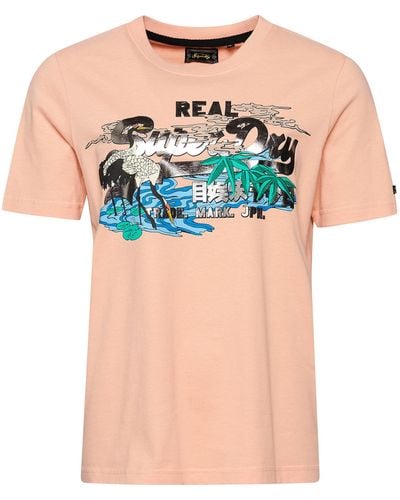 Superdry Japanese Vl Graphic T Shirt - Pink