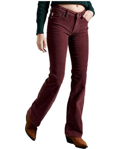 Superdry Mid Rise Slim Cord Flare Hose - Rot
