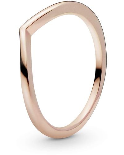 PANDORA Polished Wishbone 14k Rose Gold-plated Ring - White