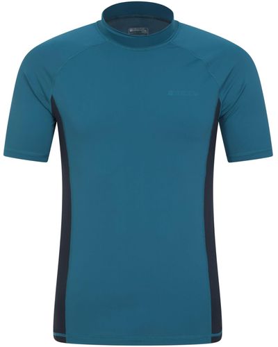Mountain Warehouse Mens Uv Rash Vest - Lightweight, Quick Drying & Stretchy T-shirt With Upf 50+ & Flat Seams - For Spring - Blue