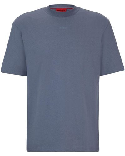 HUGO S Dapolino Relaxed-fit T-shirt In Cotton With Logo Print Blue