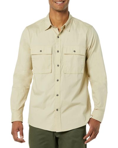 Amazon Essentials Standard-fit Long-sleeve Two-pocket Utility Shirt - Natural