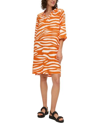 S.oliver Langes Kleid aus Leinen-Viskose-Mix orange 32