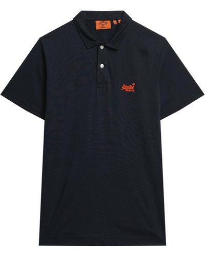 Superdry Essential Jersey-Polohemd mit neonfarbenem Logo Finster Marineblau XXXL