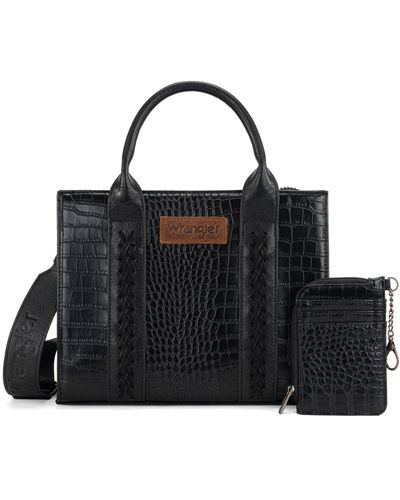 Wrangler Tote Bag Sets For 2pcs Handbags And Card Wallet Designer Satchel Purses - Black