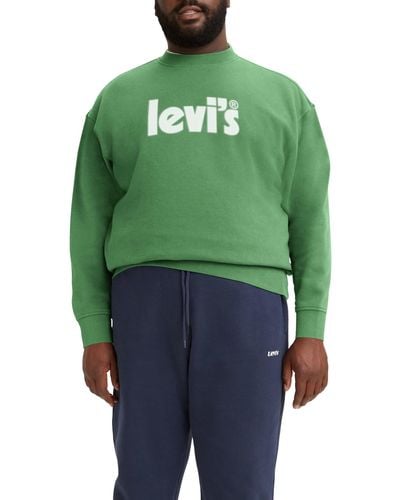 Levi's Big & Tall Relaxed Graphic Crew Sweatshirt Poster Logo Peppermint - Green