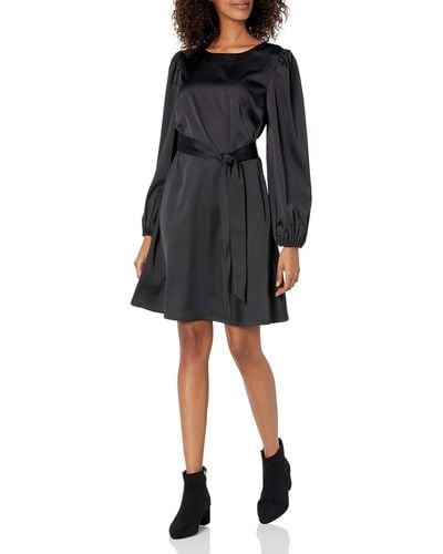 The Drop @shopdandy Belted Silky Stretch Dress - Black