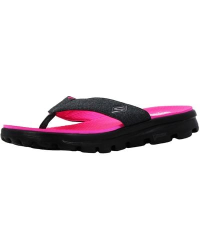 Skechers Go Walk Move Solstice Thong Sandal Black/Hot Pink 7 - Schwarz