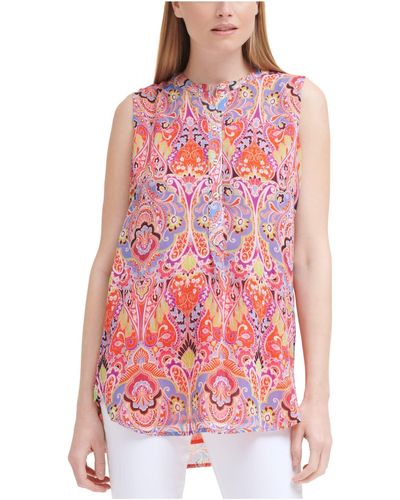 Tommy Hilfiger Printed Sleeveless Paisley Sportswear Top - Pink