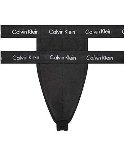 Calvin Klein 2er Pack Strings Baumwolle mit Stretch - Schwarz