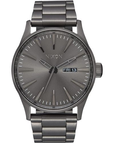 Nixon Sentry Ss Stainless Steel Day/date 42mm Wr 100 Meters S Watch A356 - Metallic