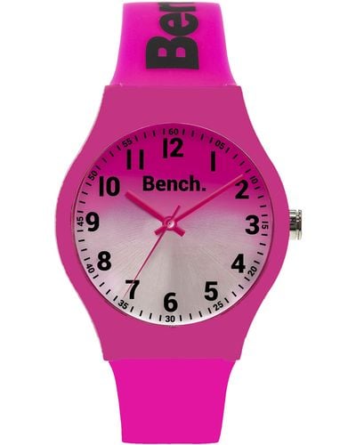 Bench Armbanduhr mit pinkem Ombré-Zifferblatt und pinkem Silikonarmband