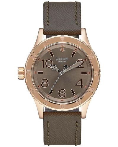 Nixon Adult Analogue Quartz Watch With Leather Strap A467-2214-00 - Metallic