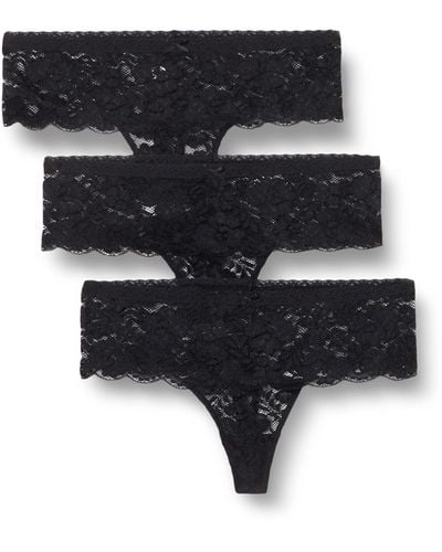 Iris & Lilly Lace Thong Knickers - Black