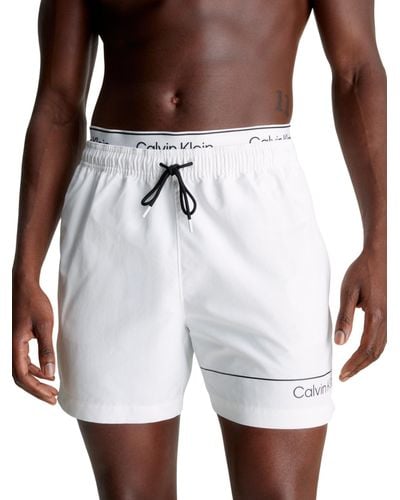 Calvin Klein Pantaloncino da Bagno Uomo Medium Double Lunghezza Media - Bianco