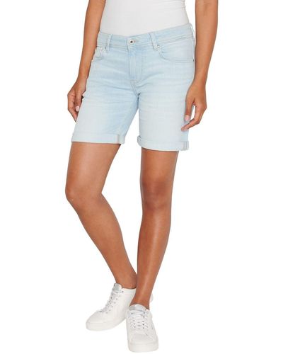 Pepe Jeans Slim Short Mw Shorts Mujer - Azul