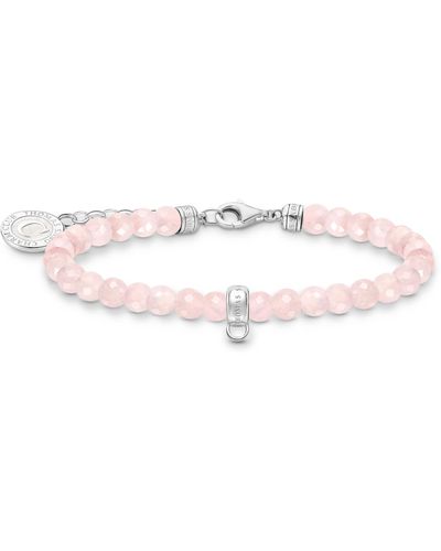 Thomas Sabo Silver Member Charm Bracelet With Rose Beads 925 Sterling Silver - Pink