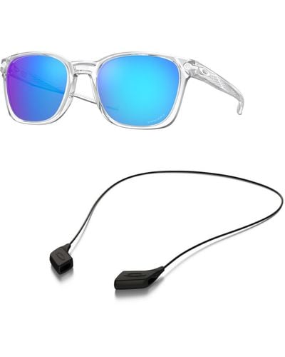 Oakley Oo9018 Sunglasses Bundle: Oo 9018 Ojector 901802 Ojector Polished Clear Prizm S And Medium Black Leash Accessory Kit - Blue
