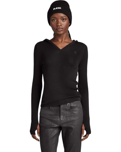 G-Star RAW Jersey Hooded Slim Knitted Para Mujer - Negro