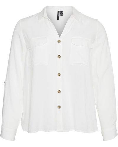 Vero Moda CURVE Vmbumpy L/S Shirt New Curve Noos Bluse - Weiß