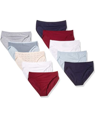 Amazon Essentials Katoen Stretch Hi-cut Korte Panty 10-pack Warm/cool Prints - Blauw