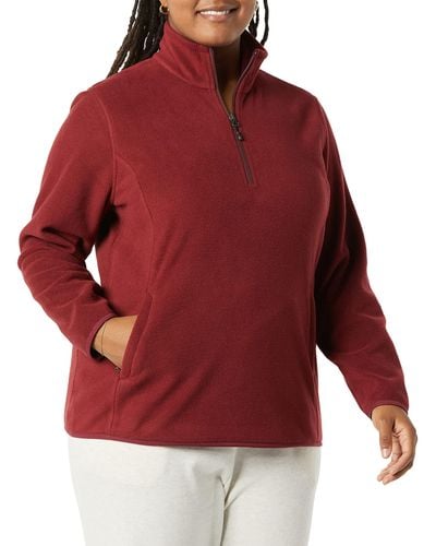 Amazon Essentials Classic-fit Long-sleeve Quarter-zip Polar Fleece Pullover Jacket - Red