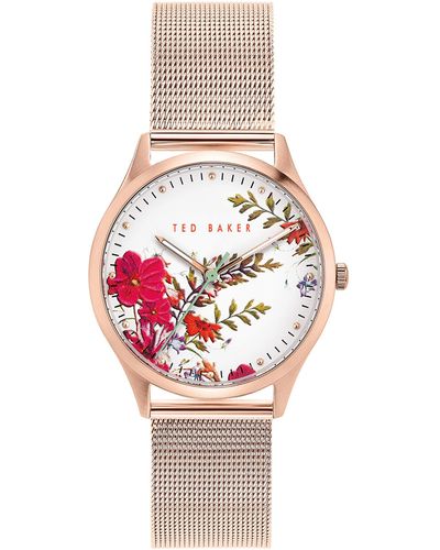 Ted Baker Belgravia Stainless Steel Rose Gold Mesh Band Watch - Pink