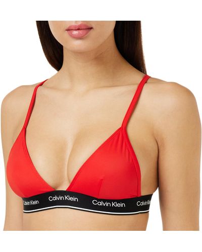 Calvin Klein Triangle Bikini Top Ck Meta Legacy Wireless - Red