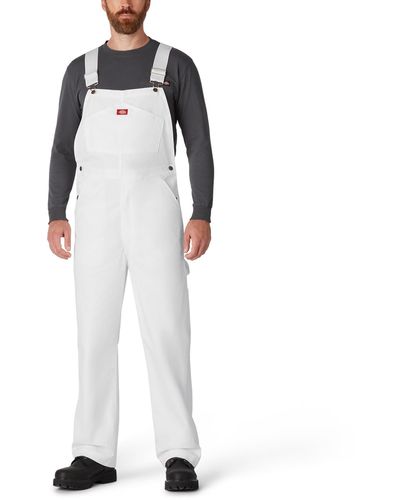 Dickies Mens Painters Bib Overalls And Coveralls Workwear Apparel - White