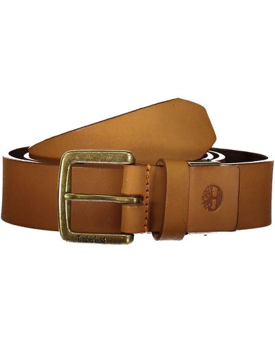Timberland Beige Leather Belt - Marrone