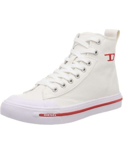 DIESEL High Top-Sneakers aus Canvas mit ovalem Patch - Weiß