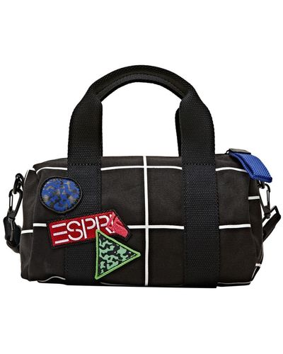 Esprit Barrel Bag mit Logo-Gitter-Print - Schwarz