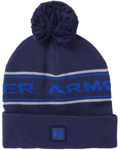 Under Armour Ua Halftime Pom Beanie 1379985 Hat - Blue