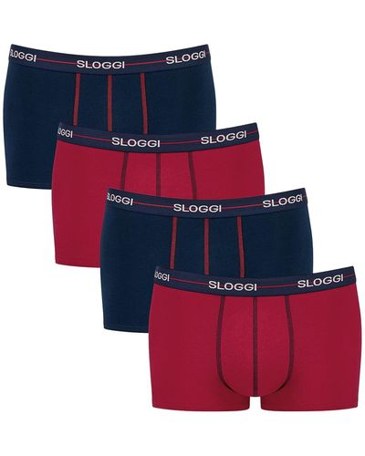 Sloggi Lot de 2 shorts rétro pour homme - Rouge